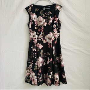 🖤 Floral Black Midi Formal Dress
